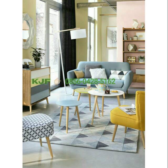Sofa retro dudukan 2 set meja bundar retro 3 unit I sofa retro sofa minimalis