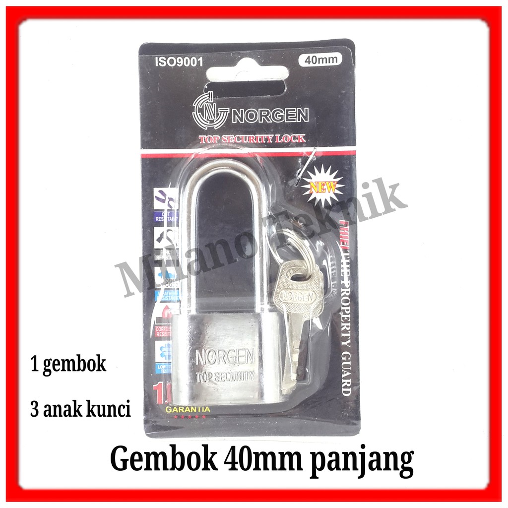 Gembok 40mm panjang pengaman kunci Iron padlock