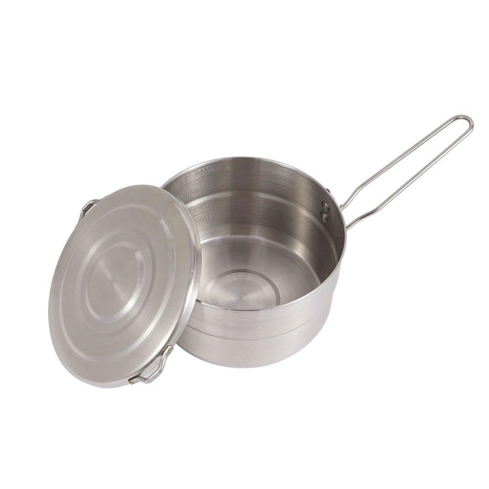 Lanfy Panci Camping Portable Hiking Stainless Steel Mangkuk Peralatan Masak Piknik Camping Rice Bowl with Handle Panci Stainless Steel