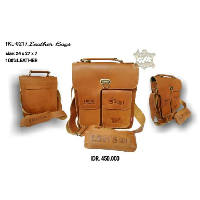 Tas Selempang pria levis full kulit asli