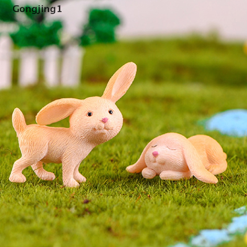 Gongjing1 7pcs / Set Miniatur Kelinci Paskah Bahan Resin Untuk Dekorasi Taman Mini / Craft