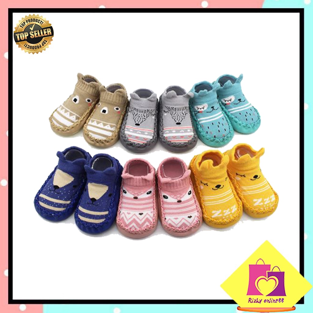 Rizkyonline88 sepatu anak bayi anti slip / baby socks shoes BB07