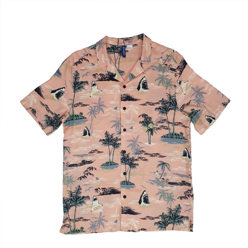 Kemeja Pria Divided - Pink Kemeja Surfing Pria by H&M