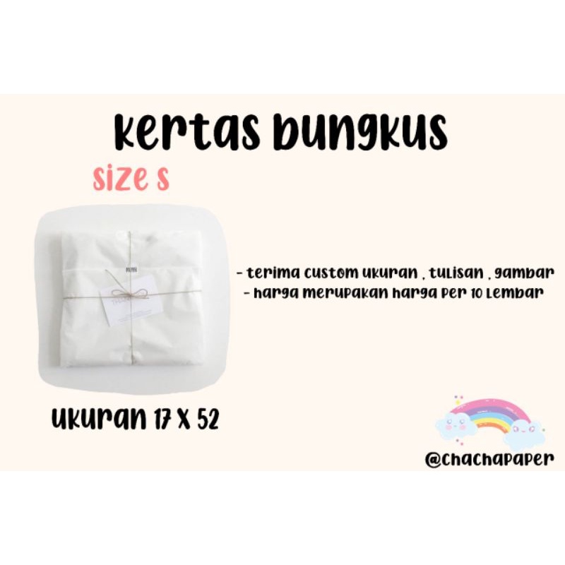 

[ 17 X 52 ] ( 10 LEMBAR ) WRAPPING PAPER / KERTAS PACKING / KERTAS HAMPERS / KERTAS BUNGKUS BAJU / DORSLAG