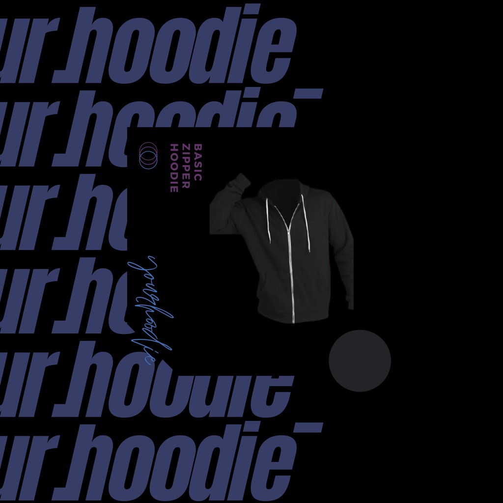 UR.HOODIE || BASIC ZIPPER HOODIE/ ZIPPER HOODIE POLOS || BLACK