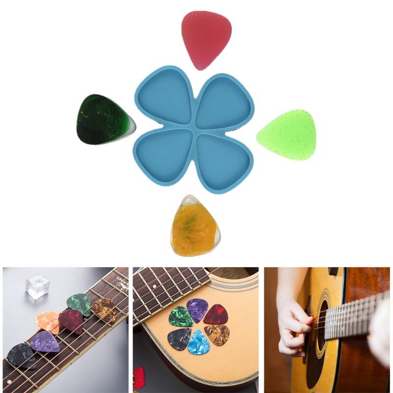 Glitter 4 Pcs/Set Universal Guitar Picks Epoxy Resin Mold Guitar Plectrums Silicone Mould DIY Crafts Guitar Thumb Finger Picks Casting Tools