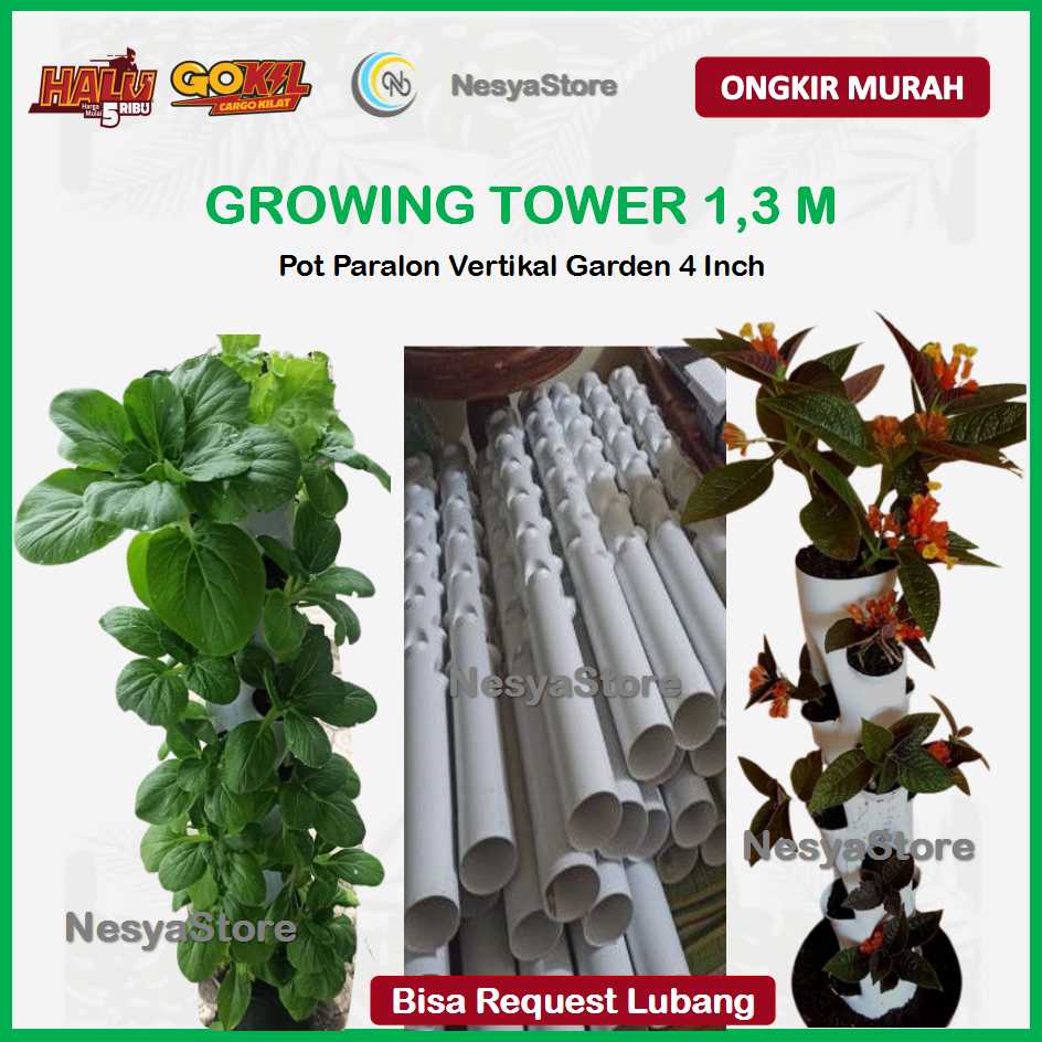 Growing Tower Vertikal Garden 1,5 meter Pot Paralon - Pot Tanaman Vertikal