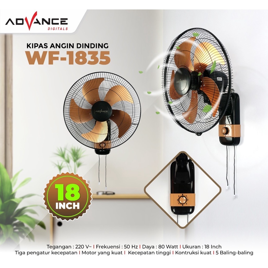 Kipas Dinding  Besi Wall Fan ukuran besar 18 inch WF-1835 ADVANCE