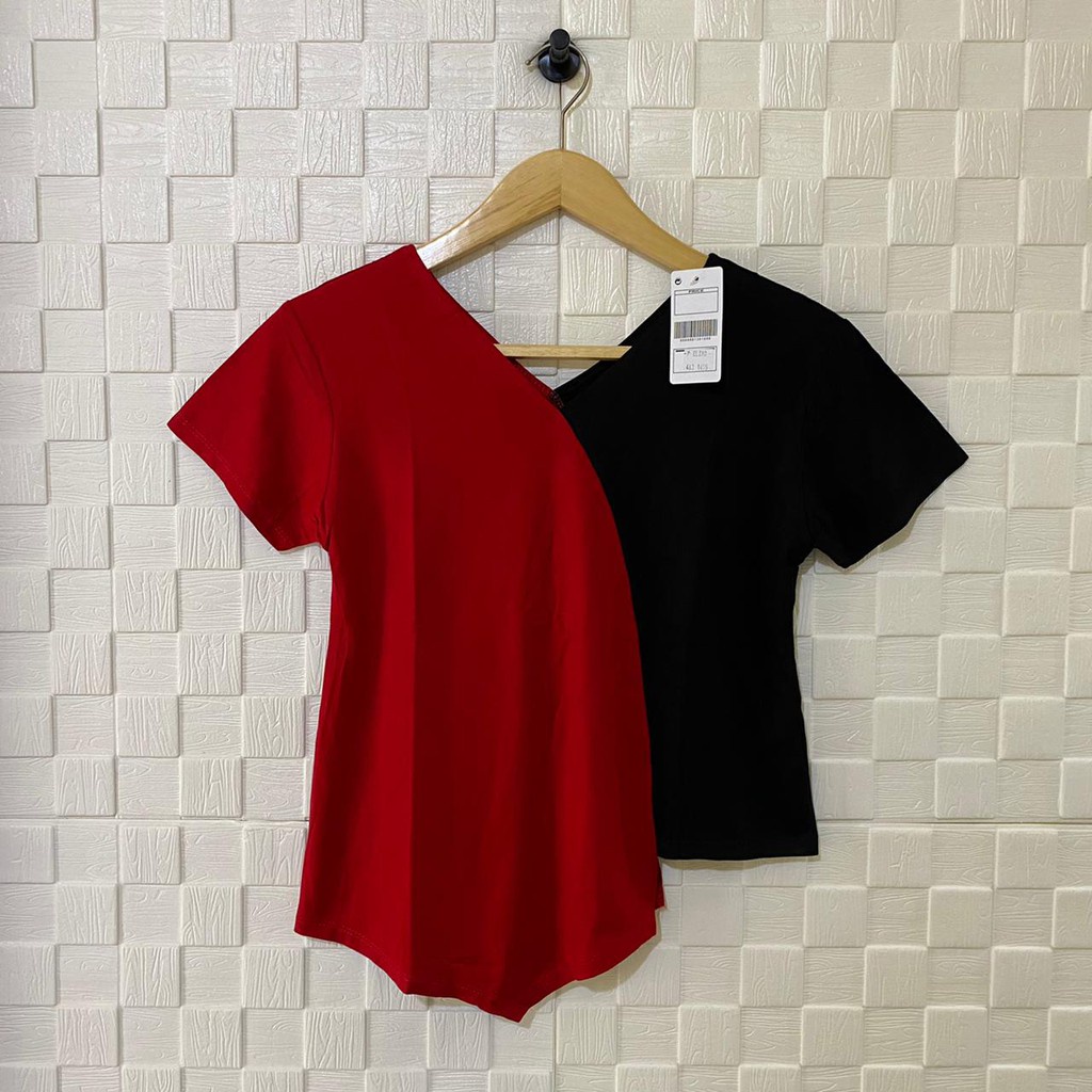 atasan pendek kombinasi warna panjang sebelah wanita kaos wanita atasan kaos murah atasan murah-3