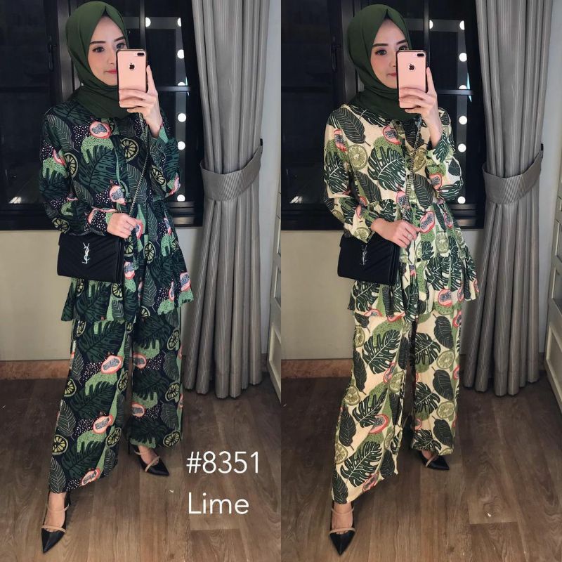 PAJAMAS SET PIYAMA SETELAN  LIME SET BY MK
