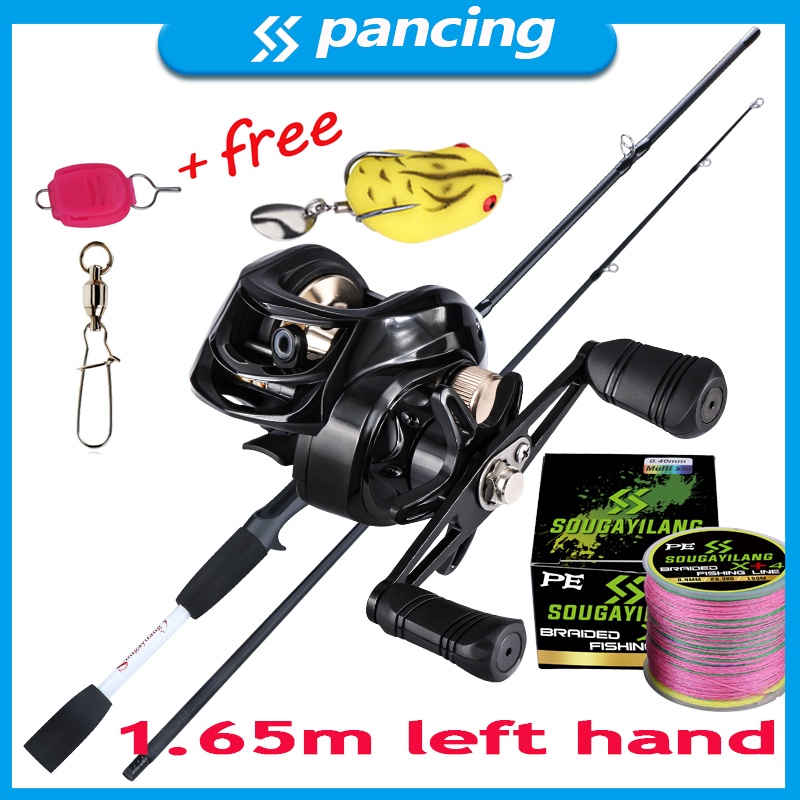 Set Joran Pancing + Baitcasting + Penggulung Senar 100m 4 Helai