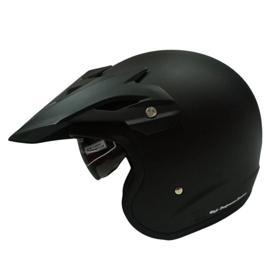 Helm NHK Supermoto Solid Flat Black Semi Cross