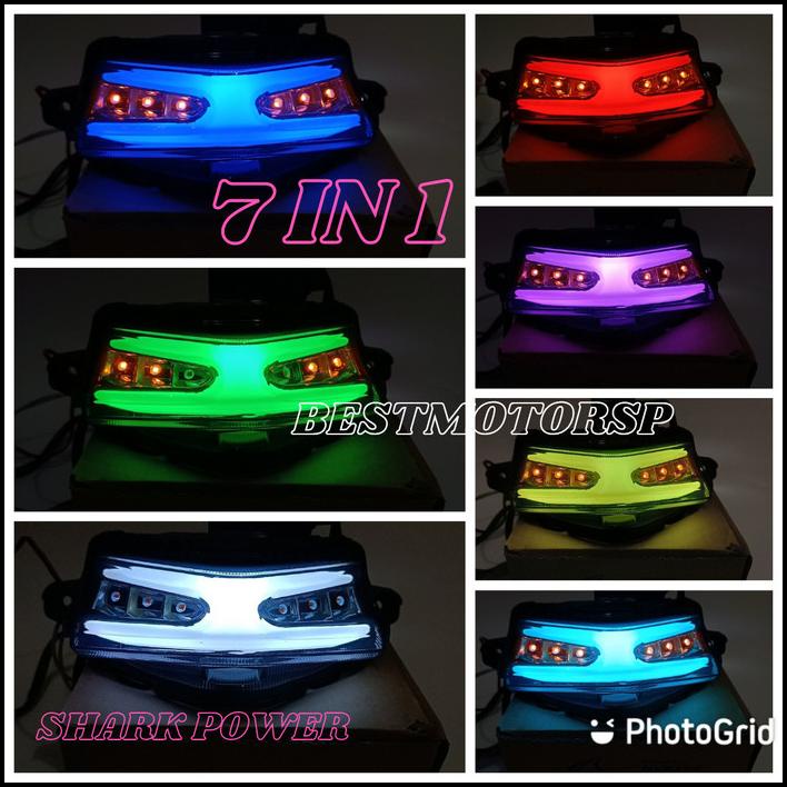 Stoplamp Aerox155 Nvx Shark Power 7 Warna Led Running Lampu Stop Aerox