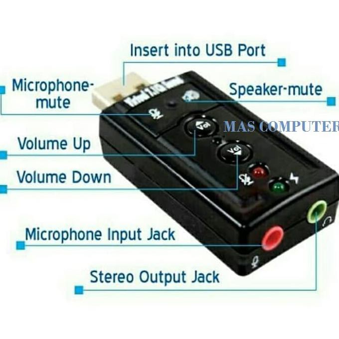 Soundcard Usb 7.1 Usb sound adapter V7.1 suport android - Hitam