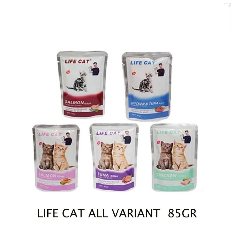 LIFE CAT POUCH ADULT KITTEN WET FOOD KUCING