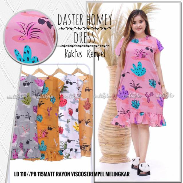 Daster remple / ruffle kaktus bunga macan rayon viscose