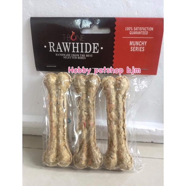 T-bone isi 3 gigitan tulang untuk anjing dog snack twist bone gigit rawhide