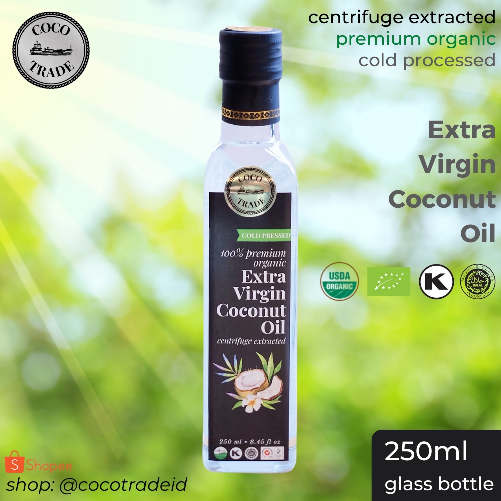 

Extra Virgin Coconut Oil Premium Organic 250ml - Cold Pressed Centrifuge Extracted Bersertifikat Organic VCO Minyak Kelapa Murni by Coco Trade