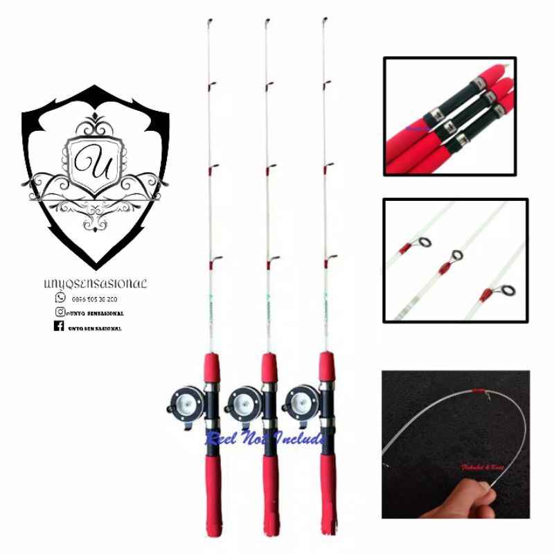JORAN PANCING UDANG 80/100 CM SAMBUNG 2 MINI FIBER SOLID ROD ICE FISHING