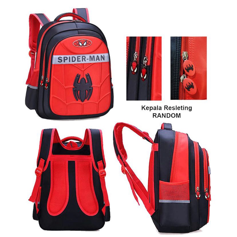 Tas Sekolah SD Ransel Anak Laki-Laki 3D Emboss Tas Anak Import Karakter Superhero Timbul Backpack School for Boys Karakter Marvel 3D