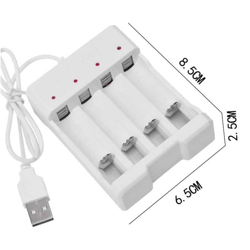 HCQWBING Charger Baterai USB Plug 4 slot for AA/AAA - FN004-A