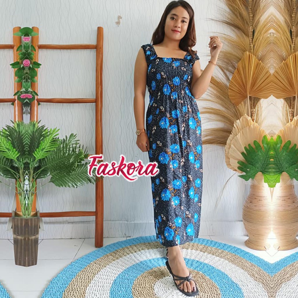 Dress Wanita Tanpa Lengan Polos Panjang Lily / Casual Dress Wanita Murah / Dress Motif Bunga Kecil