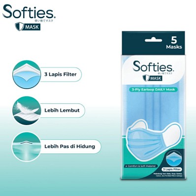 Softies Masker Daily Mask 3 Ply 5S