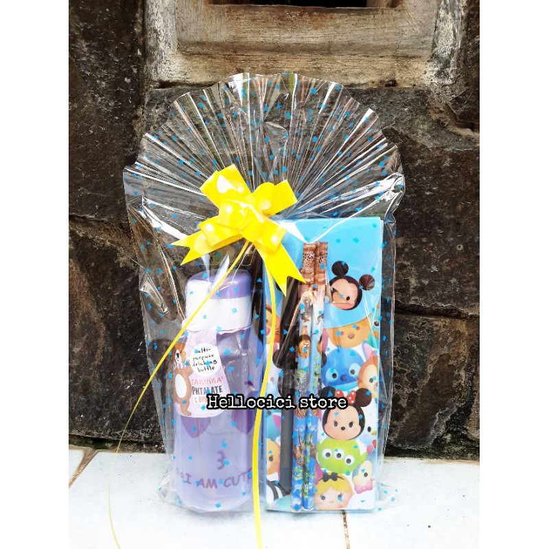 

PARCEL BOTOL MINUM + KOTAK PENSIL + ATK KEMASAN PITA ULANG TAHUN