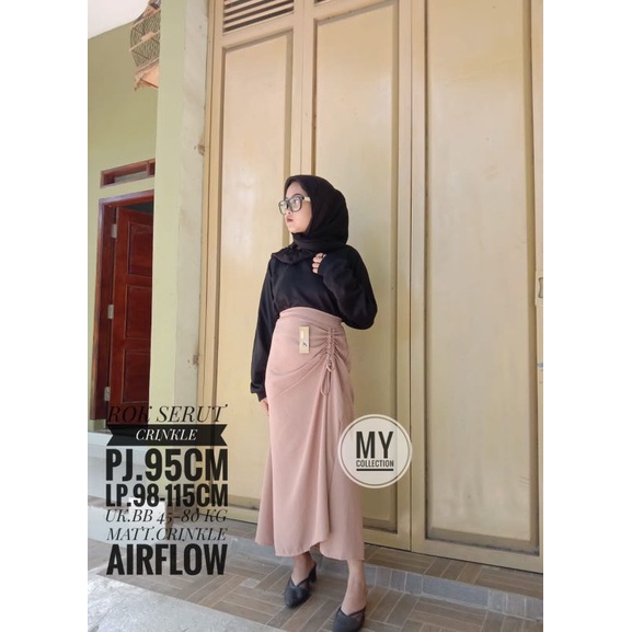 (BISA COD)SKIRT PREMIUM KOREAN STYLE ROK SERUT CRINKLE AIRFLOW//ROK SERUT VIRAL//ROK SERUT JUMBO-SALEM