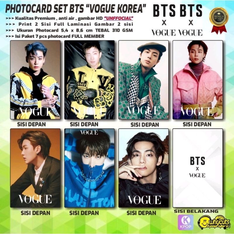 PHOTOCARD SET KPOP PREMIUM BTS // VOGUE