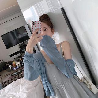 Cardigan Pendek  Model  Lengan Panjang Bahan Ice Silk Rajut 