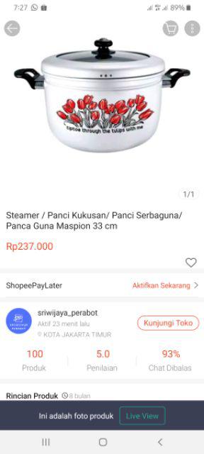 Steamer / Panci Kukusan/ Panci Serbaguna/ Panca Guna Maspion 33 Cm