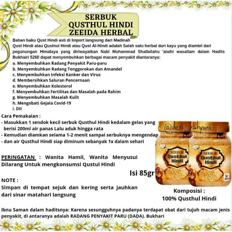 *READY SIAP KIRIM* Qusthul Hindi Serbuk Kapsul plus Sambiloto Zeeida Herbal