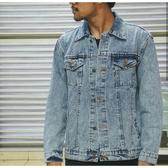 JEANS JEAN JINS TEBAL MURAH BERMERK KULITAS OKE XONE/ Jaket Jeans Pria SandWash Hitam || Jaket Levis