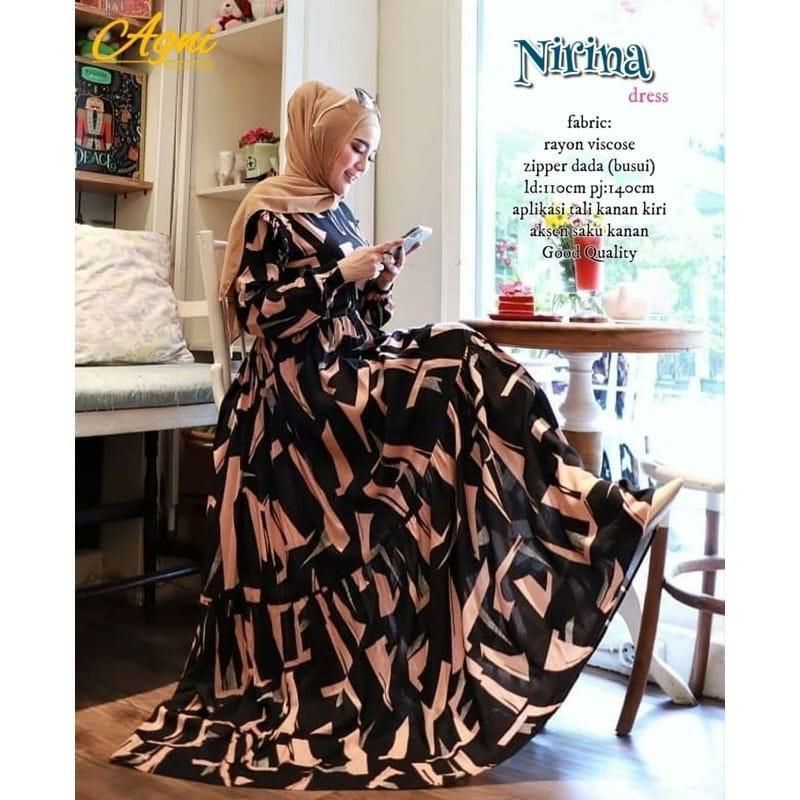 GAMIS MAXI DRESS RAYON PREMIUM LD 100 - 110 HOMEYDRESS BUSUI BAJU GAMIS SERAGAM MOTIF TERBARU V.2-NIRINA DRESS