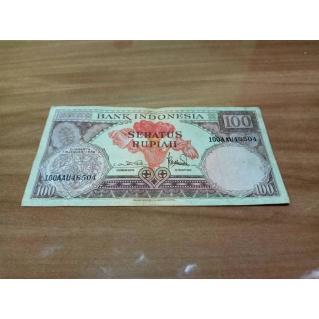 Uang kuno 100 rupiah seri bunga 1959 ori