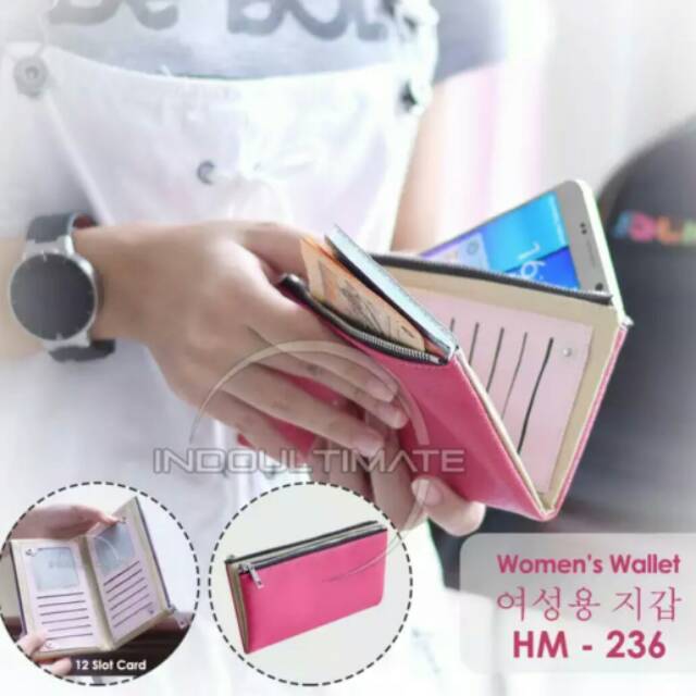 Dompet Wanita import HM-236 Dompet Cewek / Cewe Kartu ATM Panjang Kulit Import Murah / dompet lipat