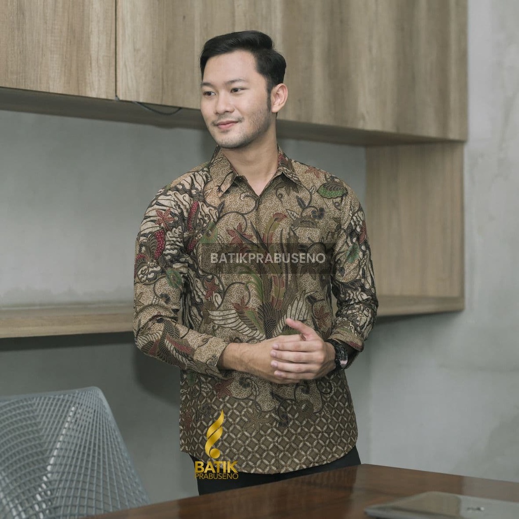 Batik Prabuseno - ZAKARIA Batik Pria Slim Fit Lengan Panjang Katun Prisima Full Furing Adem Halus Ny