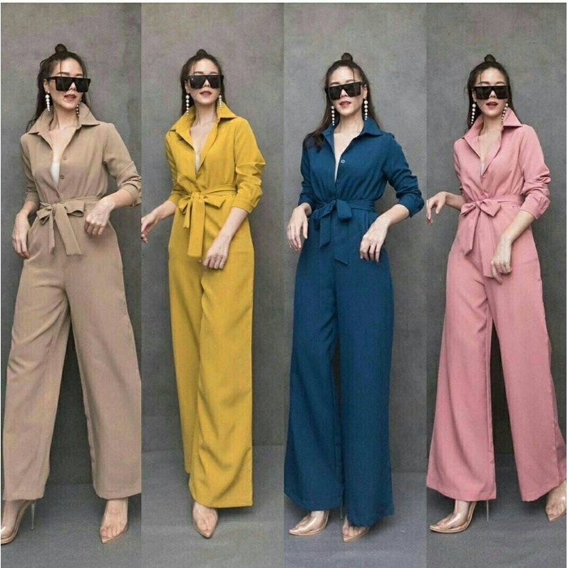 jumpsuit panjang wanita / jumpsuit lengan panjang busui friendly / long jumpsuit