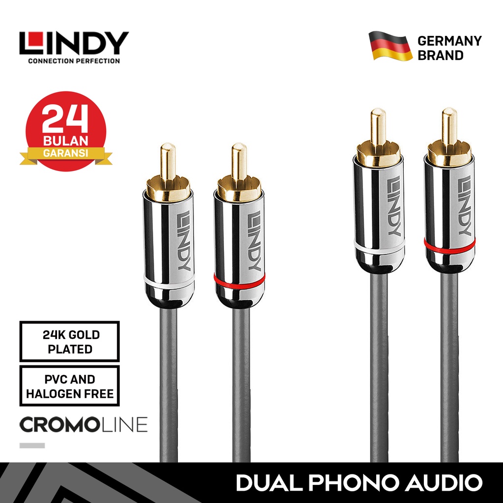 LINDY Kabel RCA 3M RCA to RCA Aux Audio Video Dual Jack Male to Male Cable 35347