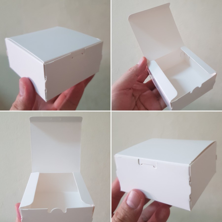 

12 Pcs Box Kotak Mini Cake Kardus Souvenir Dus Kemasan Hamper Packaging Kotak Putih Polos Ukuran 8 x 8 x 4 cm