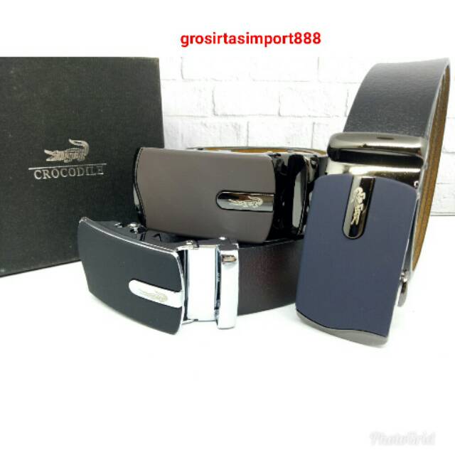 Ikat pinggang rel pria kulit asli CROCODiLE