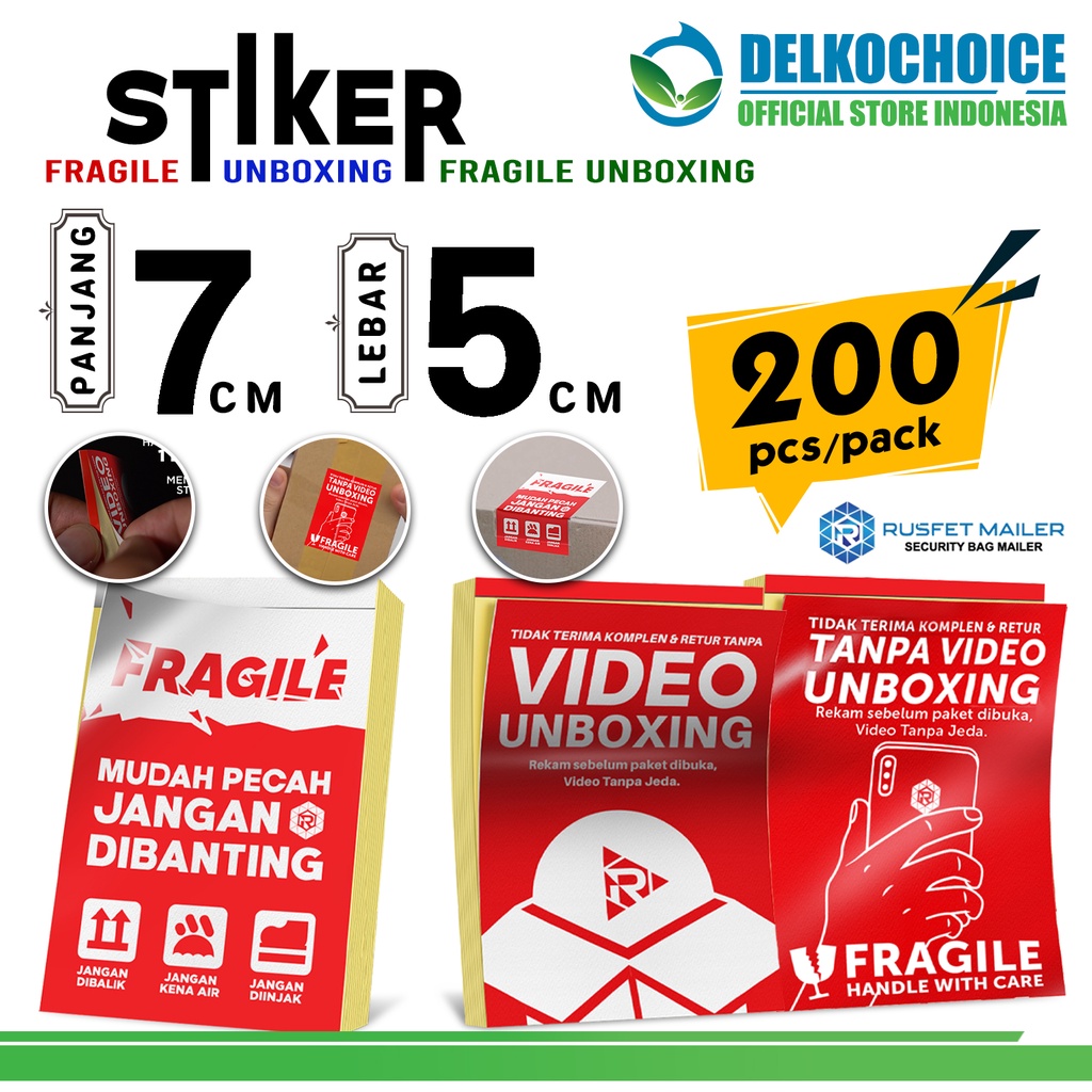 Jual Sticker Fragile Unboxing Handle With Care Rusfet Stiker Cromo Isi