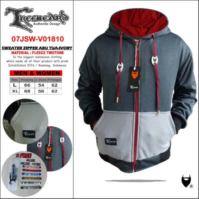 Switer zipper abu tua ivory