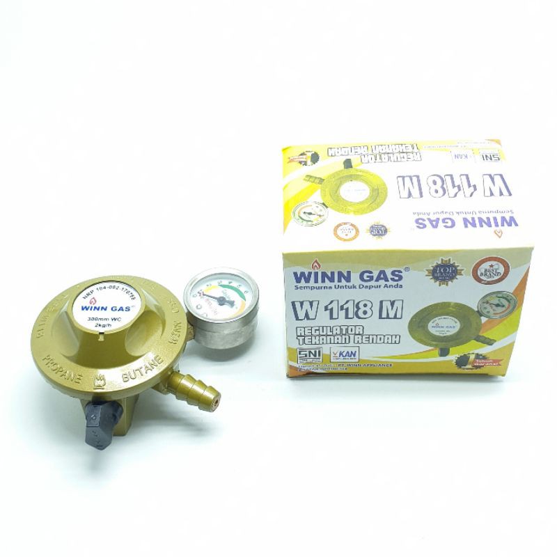 SET W-118M Meter Regulator Gas Winn Gas + Selang Gas Flexy 1,8Mtr