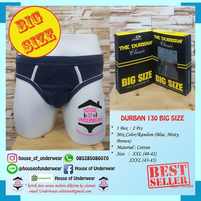 Termurah CELANA DALAM PRIA DURBAN-130 BIG SIZE ISI 2 - MIX DUA WARNA- XXL