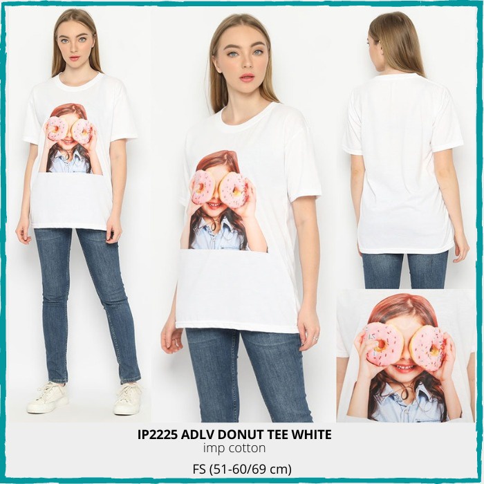 Baju Kaos Wanita Imported Tee 2225 Adlv Donut Tee