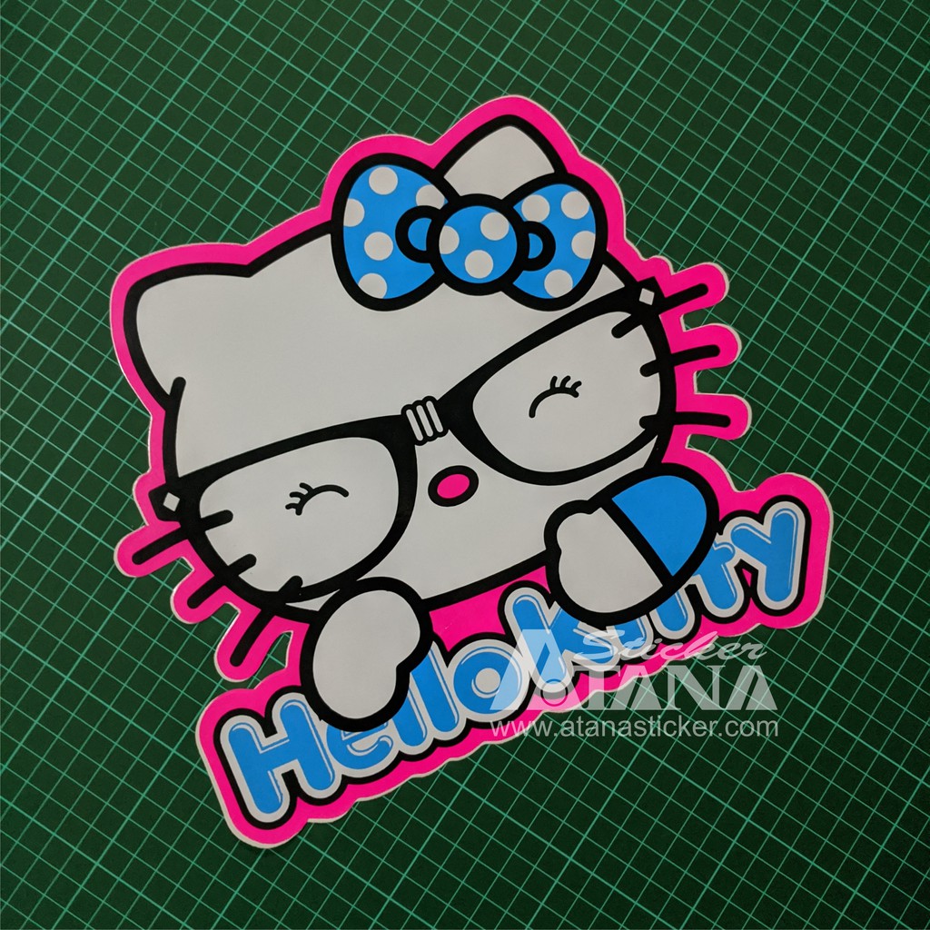 Stiker Printing Sablon Jumbo Vinyl Hello Kitty Kartun Anime Imut Cantik Motor Mobil Dinding Kaca