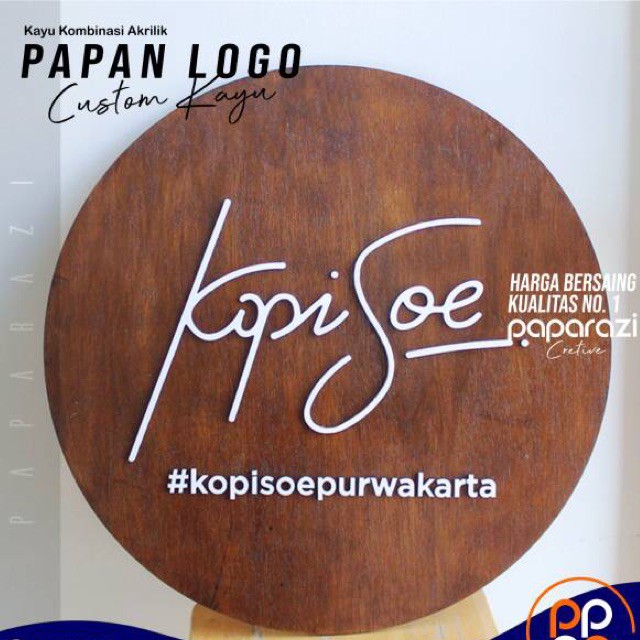 DISC% PAPAN IKLAN  Logo Sign KAYU AKRILIK Indoor / Signage Kayu /Papan Bazaar /Papan Nama Toko