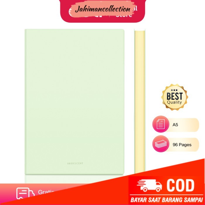 

✨ BISA COD ✨ Deli Notebook Buku Catatan A5 96Lembar Warna Pastel High Quality 2228X - transparangreen
